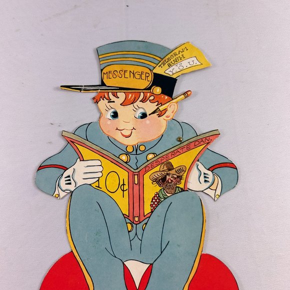 Vintage Mechanical Valentine Card Moving Eyes Arm Telegram Heart Stand Up - Picture 2 of 12